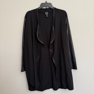Clara Sun Woo Black Drape Front Cardigan Plus Sz 1X Pockets Quiet Luxury Minimal